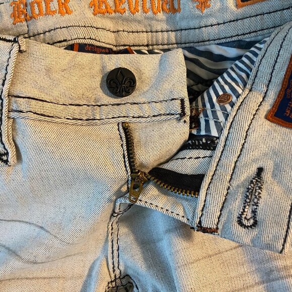 Rock Revival Maple Skinny Women Size 25 Light Wash Distressed Ripped Pockets - Picture 9 of 16